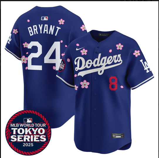 Men Los Angeles Dodgers 24 Bryant Tokyo Series 2025 blue Limited Stitched Jersey